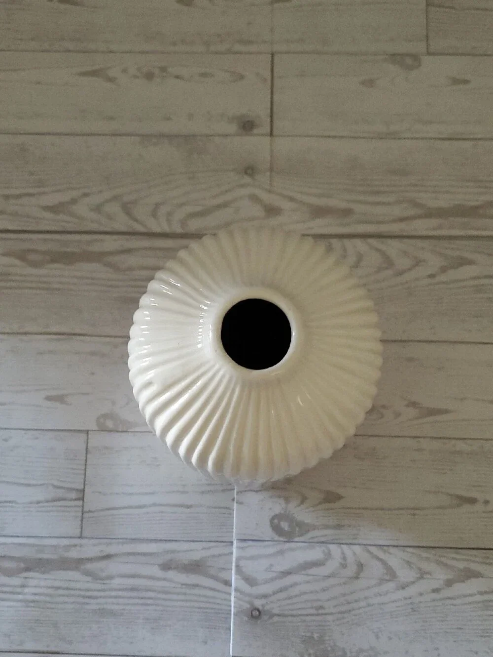White Ribbed Ceramic Vase